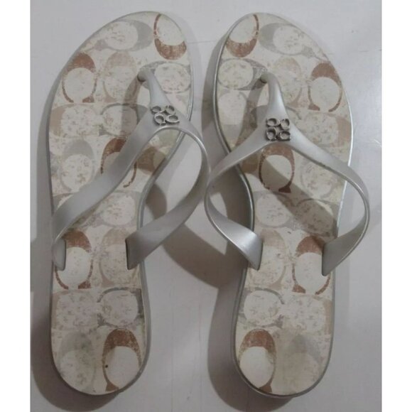 Coach Women's Flip Flops Signature Logo Size 9B EUC - Picture 1 of 4